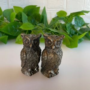 Vintage Pewter Owl Salt & Pepper Shakers